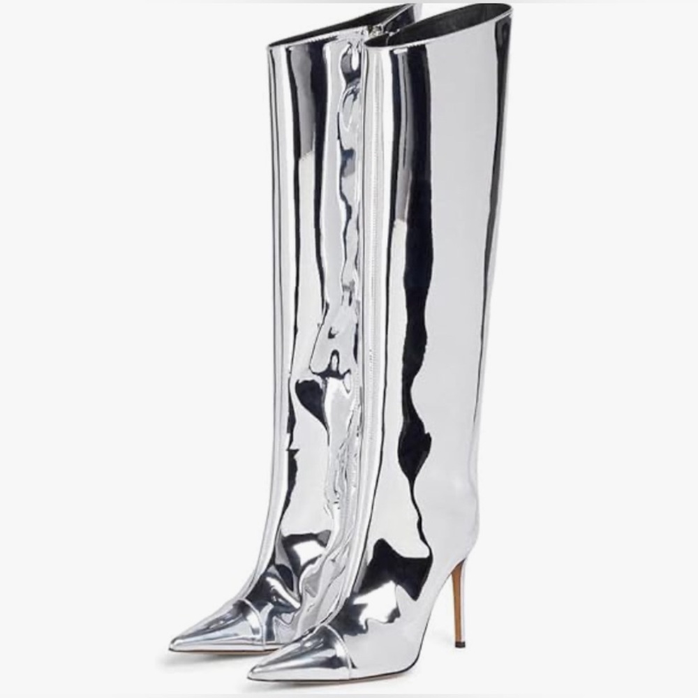 Metallic Silver Heel Boots
